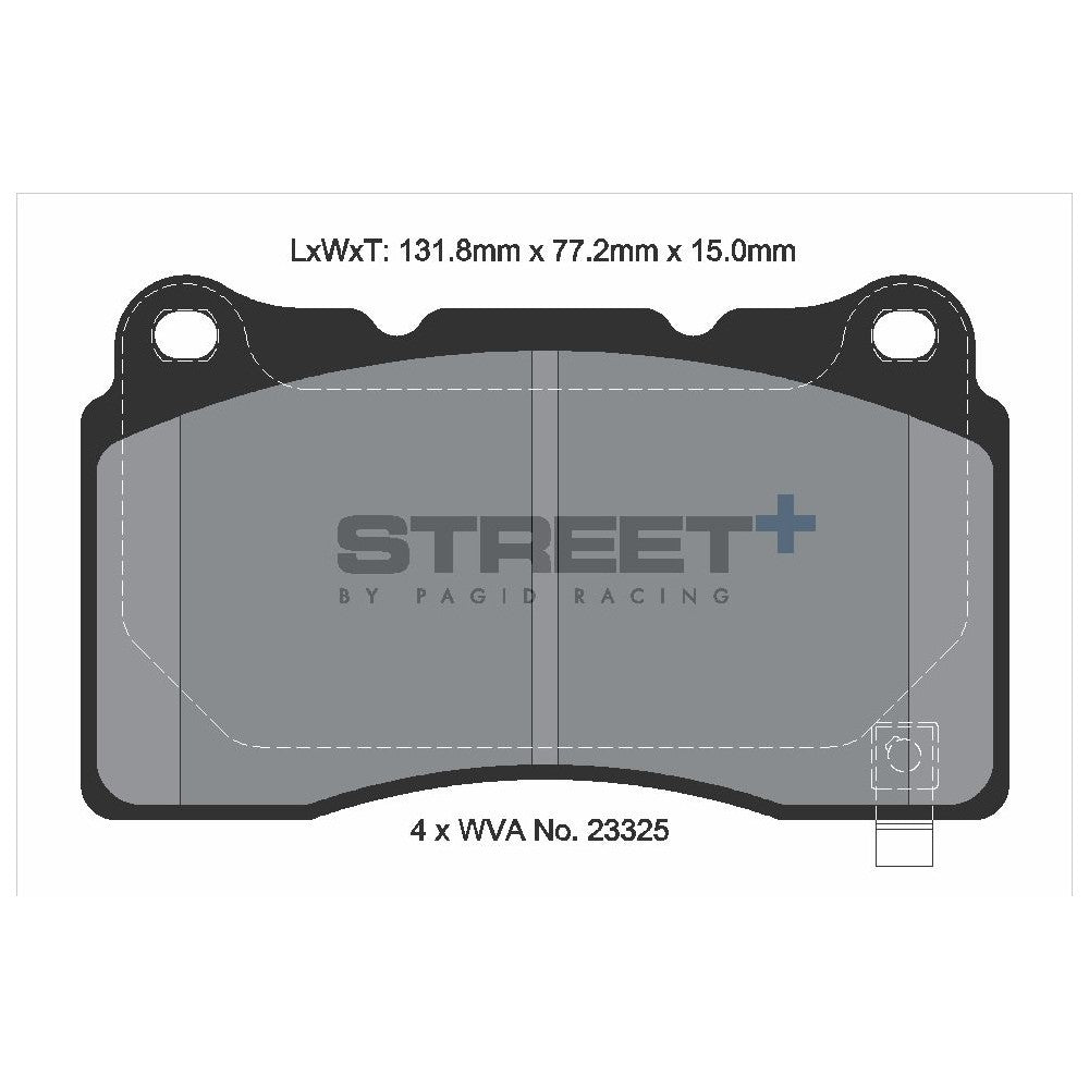 Pagid Street Brake Pads 131.8mm x 77.5mm T8026SP2001 - Front