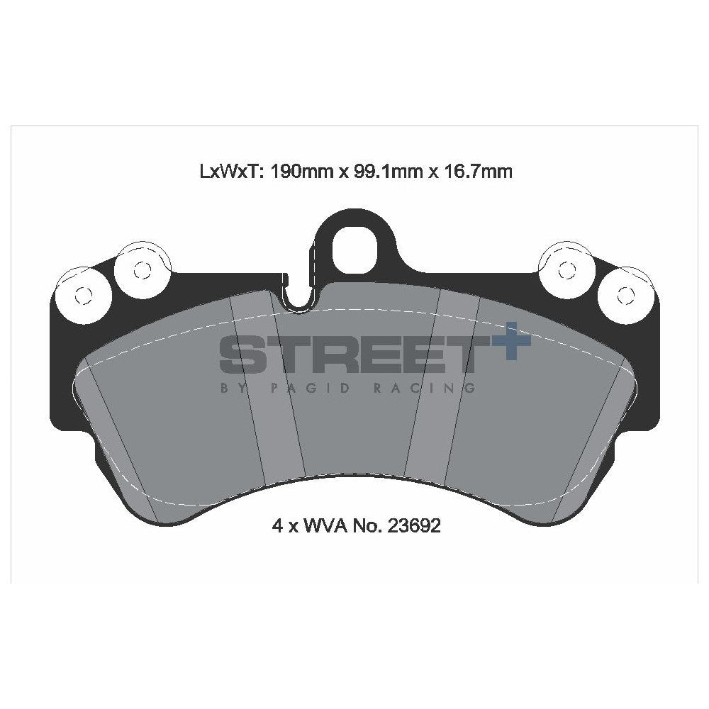 Pagid Street Brake Pads 190mm x 99.1mm T8037SP2001 - Front