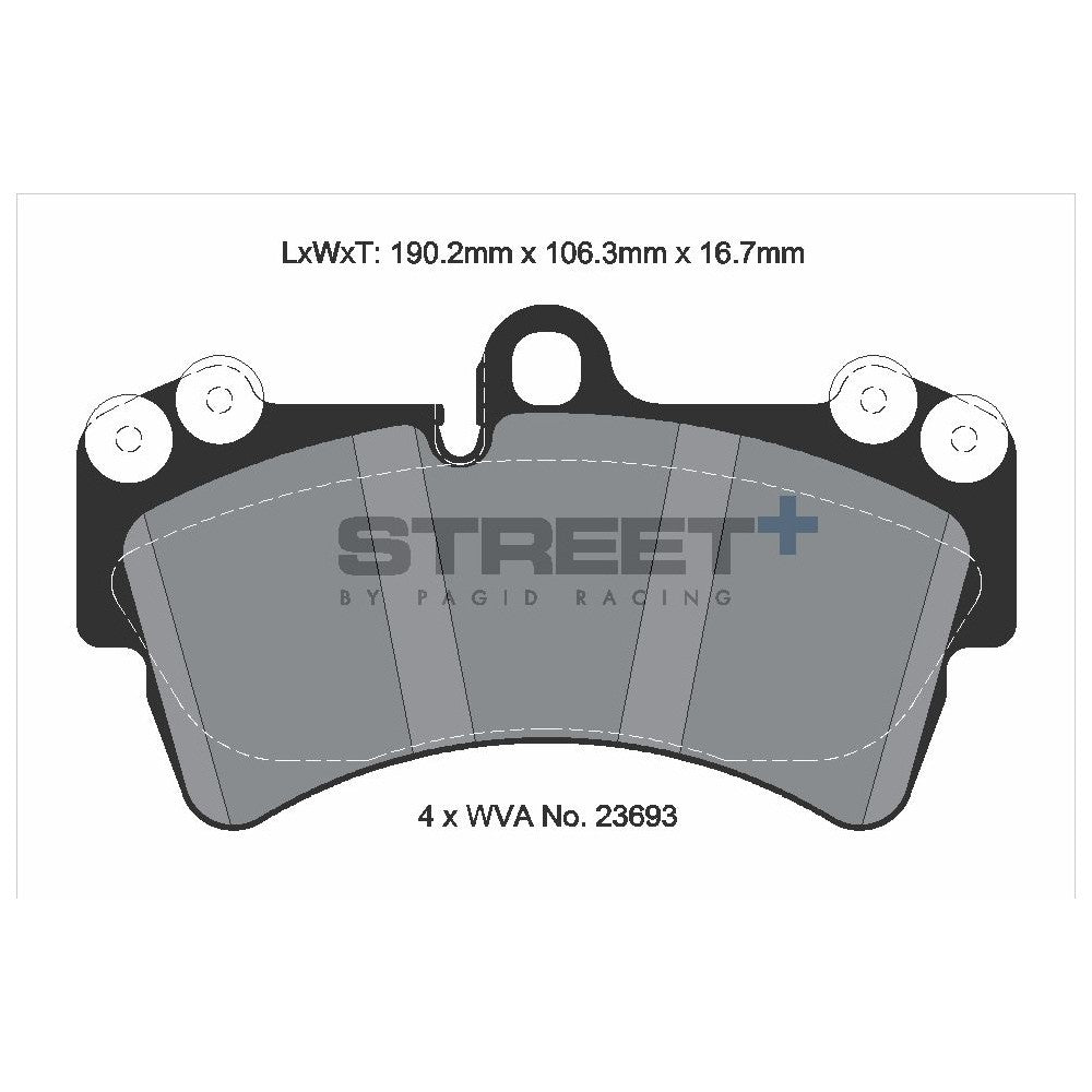 Pagid Street Brake Pads 190mm x 106.3mm T8038SP2001 - Front