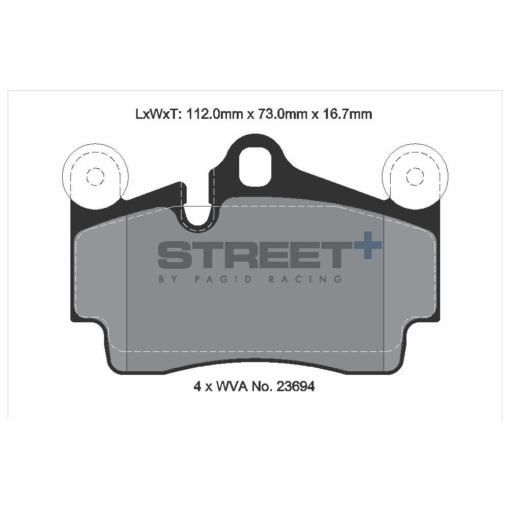 Pagid Street Brake Pads 112mm x 73mm T8039SP2001 - Rear