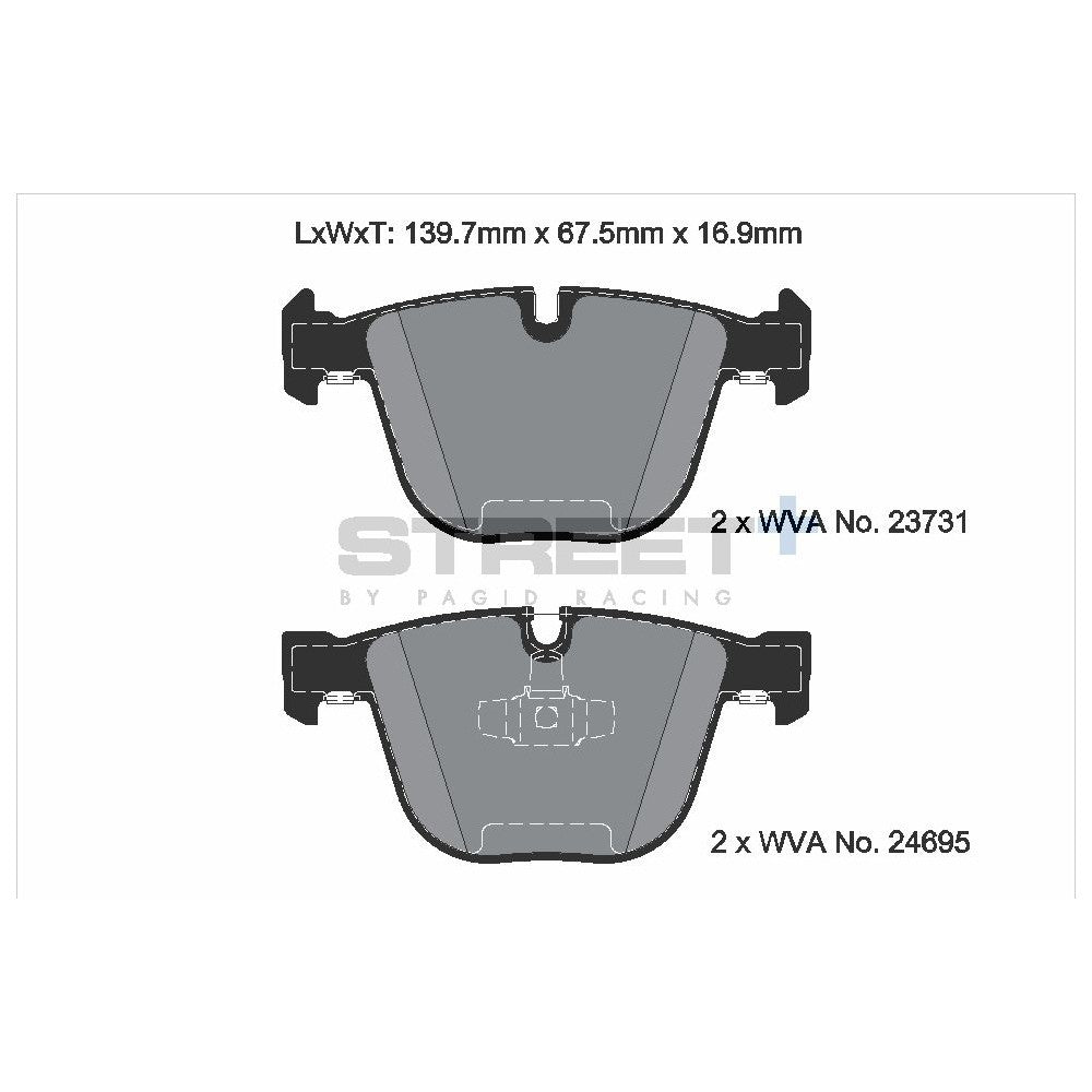 Pagid Street Brake Pads 139.7mm x 67.8mm T8043SP2001 - Rear