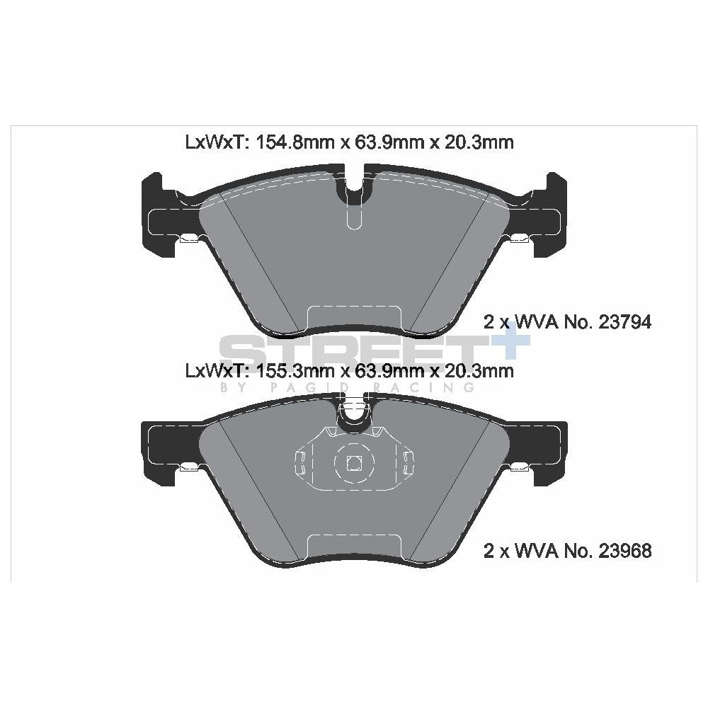 Pagid Street Brake Pads 155.1mm x 63.9mm T8045SP2001 - Front