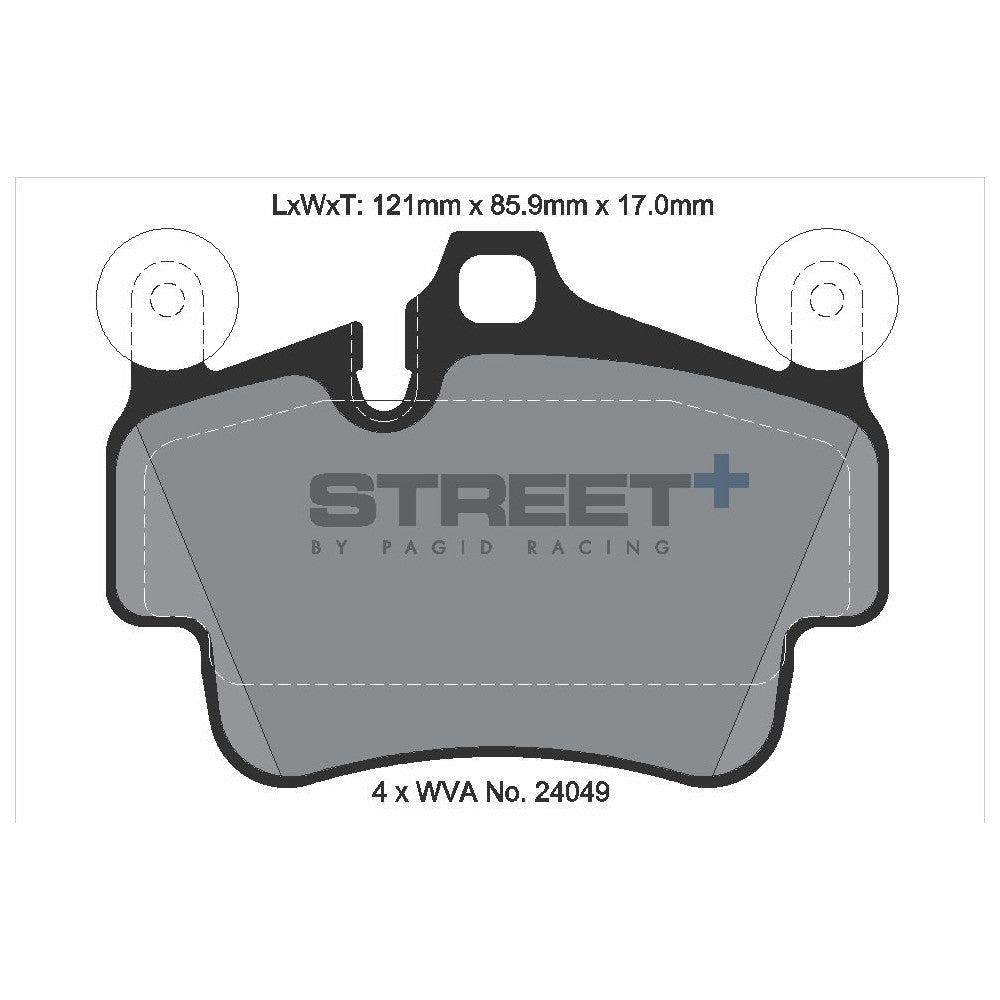 Pagid Street Brake Pads 121mm x 85.9mm T8054SP2001 - Front