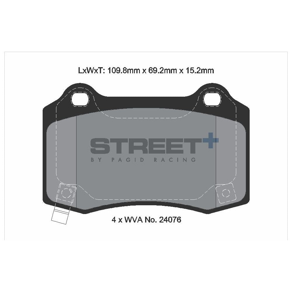 Pagid Street Brake Pads 109.8mm x 69.2mm T8055SP2001 - Rear