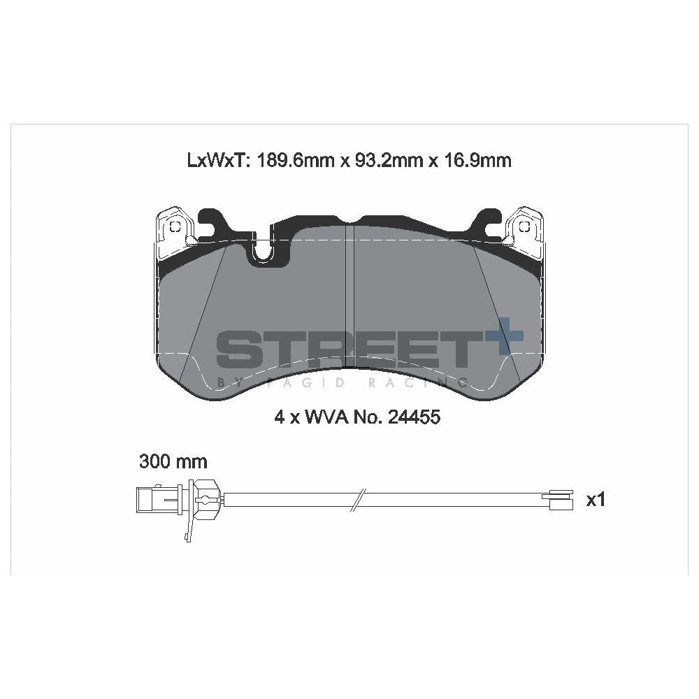 Pagid Street Brake Pads 189.2mm x 93.2mm T8073SP2001 - Front