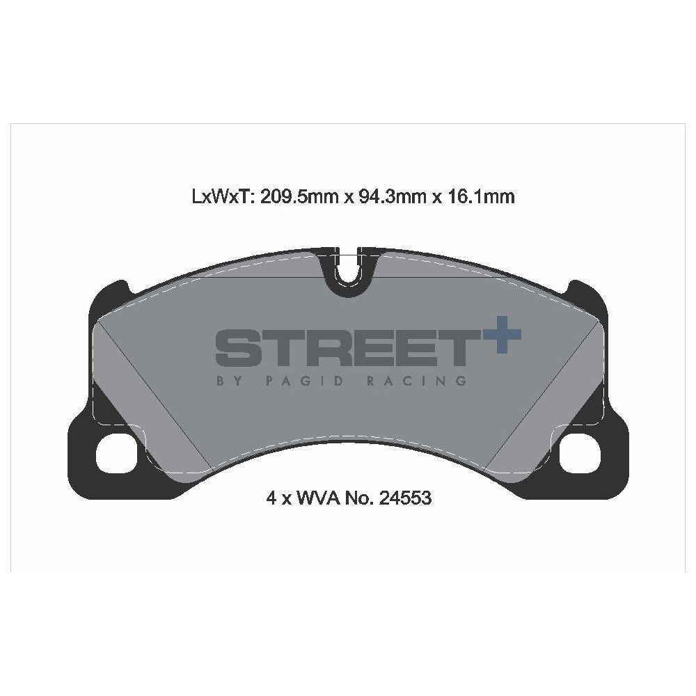 Pagid Street Brake Pads 209.5mm x 94.3mm T8077SP2001 - Front