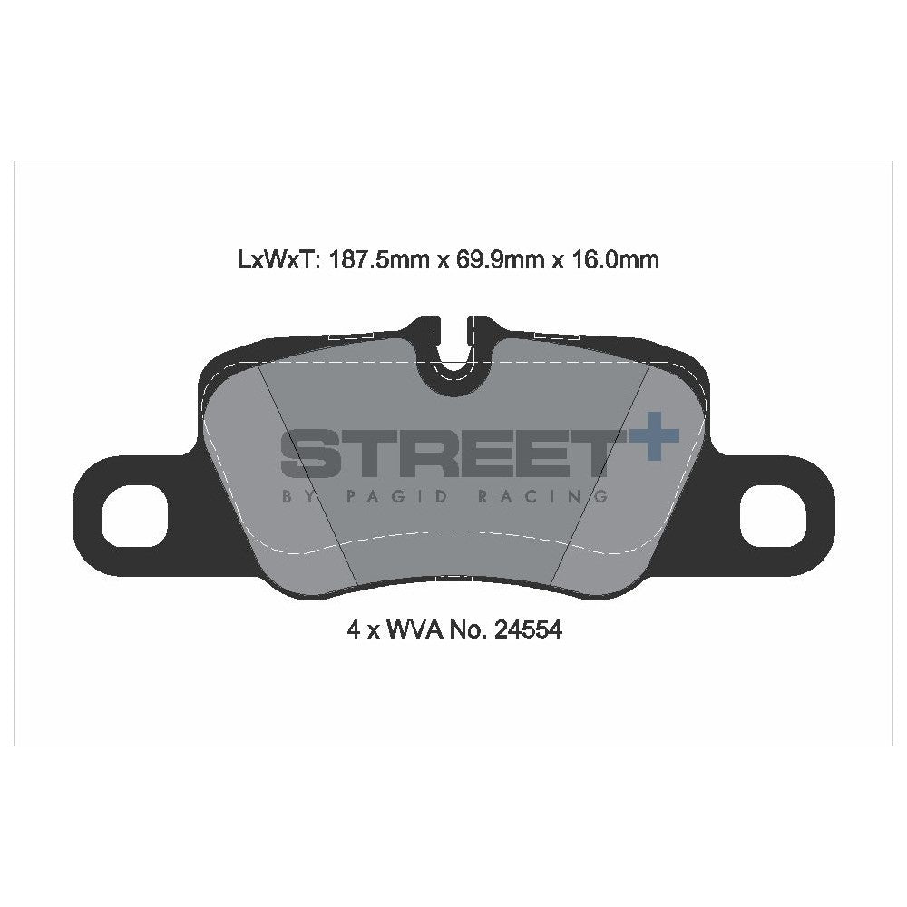 Pagid Street Brake Pads 187.5mm x 69.9mm T8078SP2001 - Rear