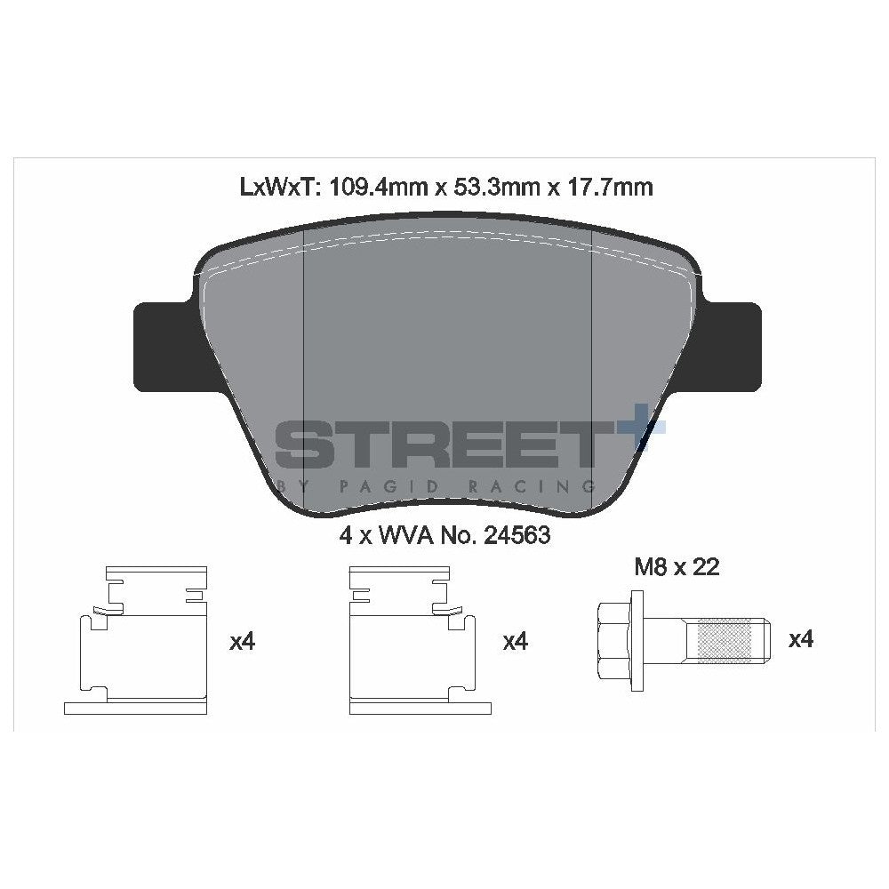 Pagid Street Brake Pads 109.4mm x 53.3mm T8080SP2001 - Rear