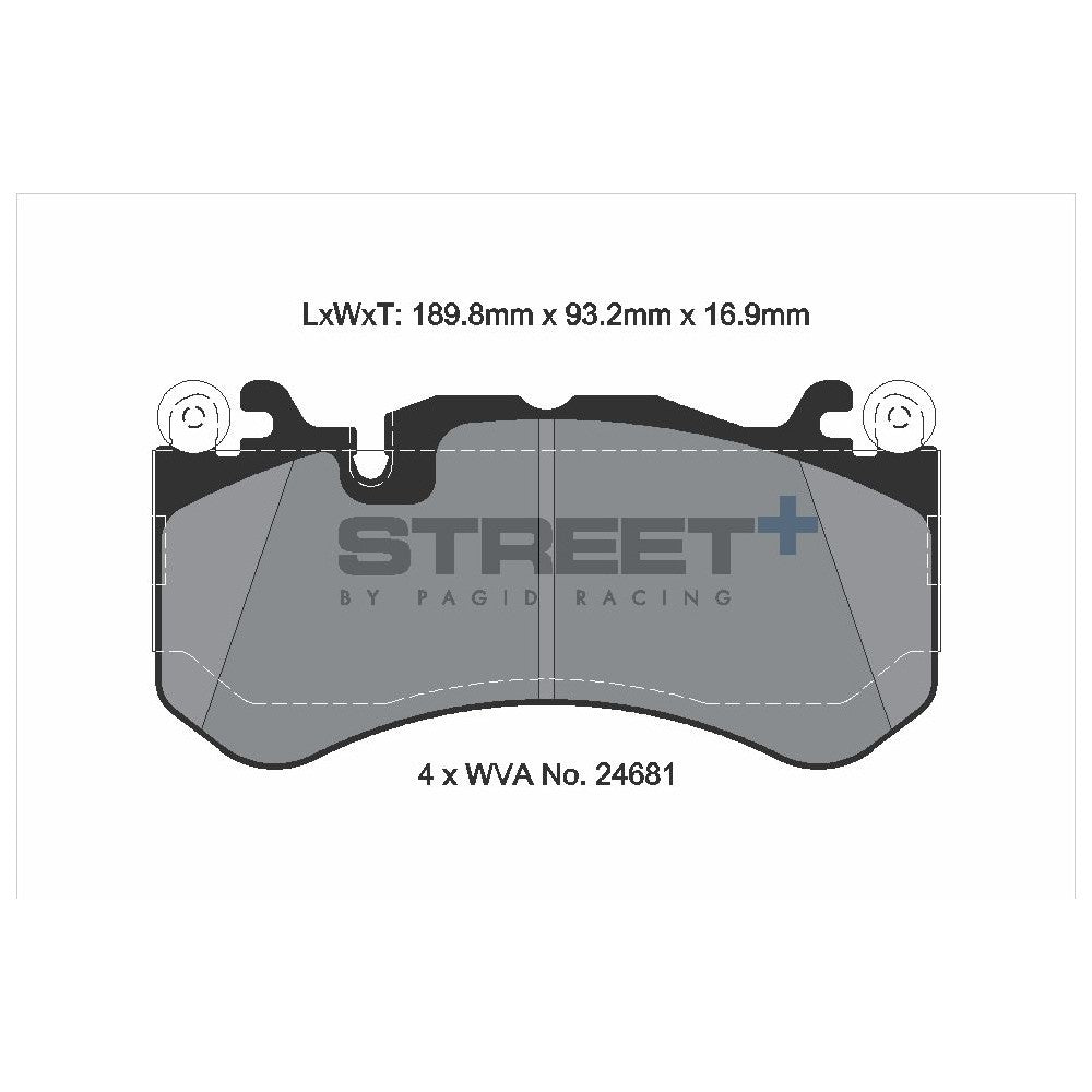Pagid Street Brake Pads 189mm x 93.1mm T8086SP2001 - Front
