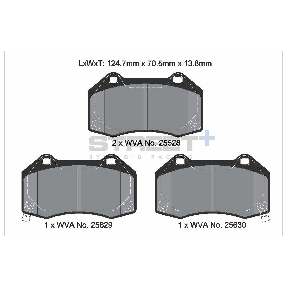 Pagid Street Brake Pads 124.7mm x 70.5mm T8088SP2001 - Front