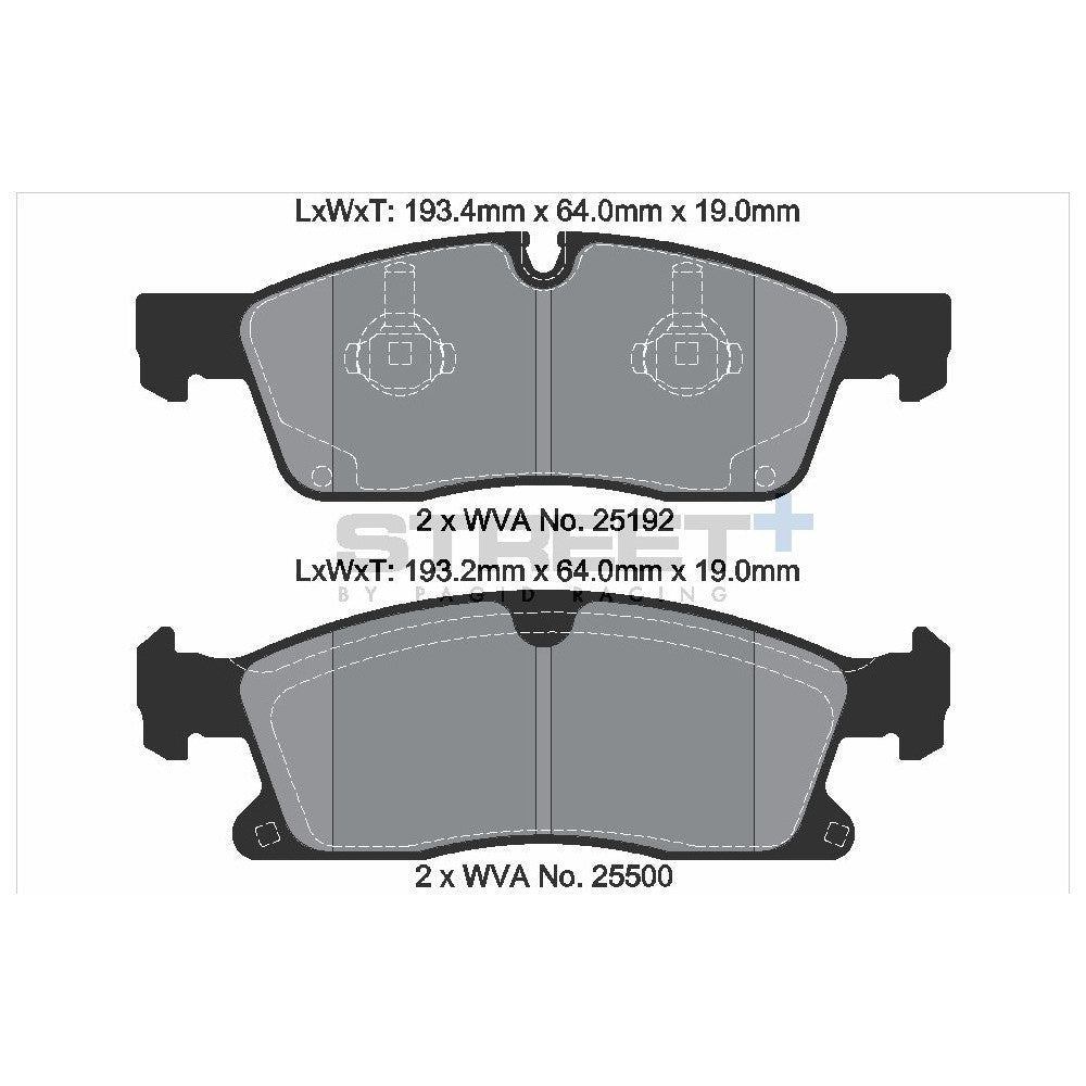 Pagid Street Brake Pads 193.3mm x 64mm T8112SP2001 - Front