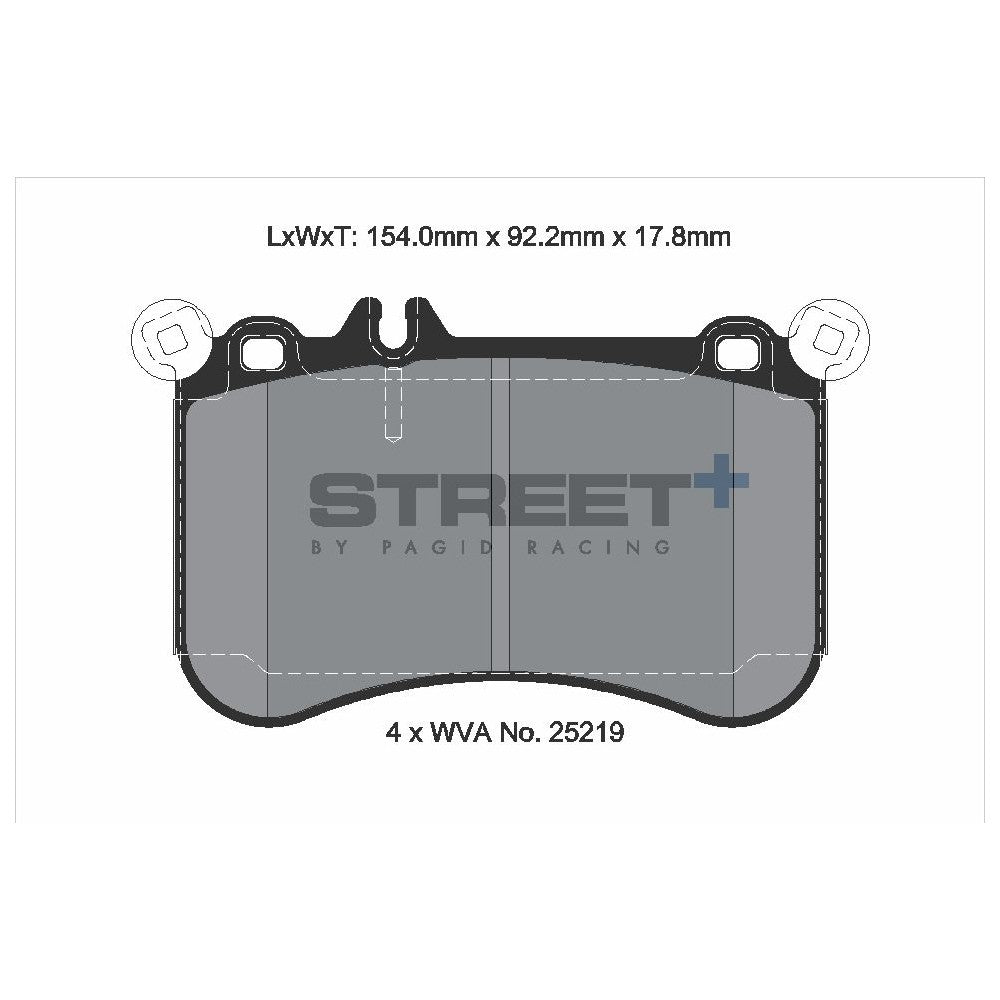 Pagid Street Brake Pads 154mm x 92.2mm T8116SP2001 - Front