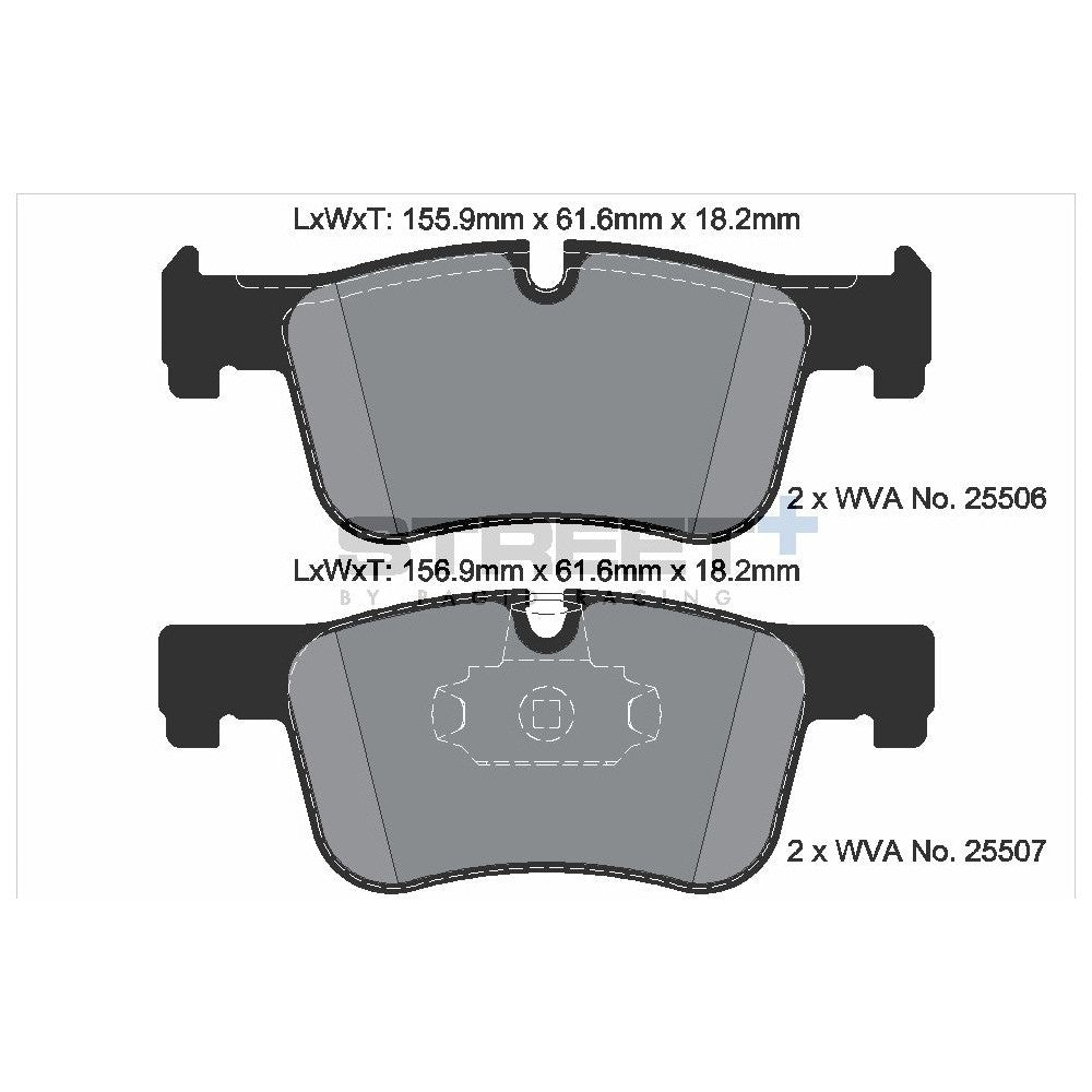 Pagid Street Brake Pads 155.7mm x 61.6mm T8119SP2001 - Front