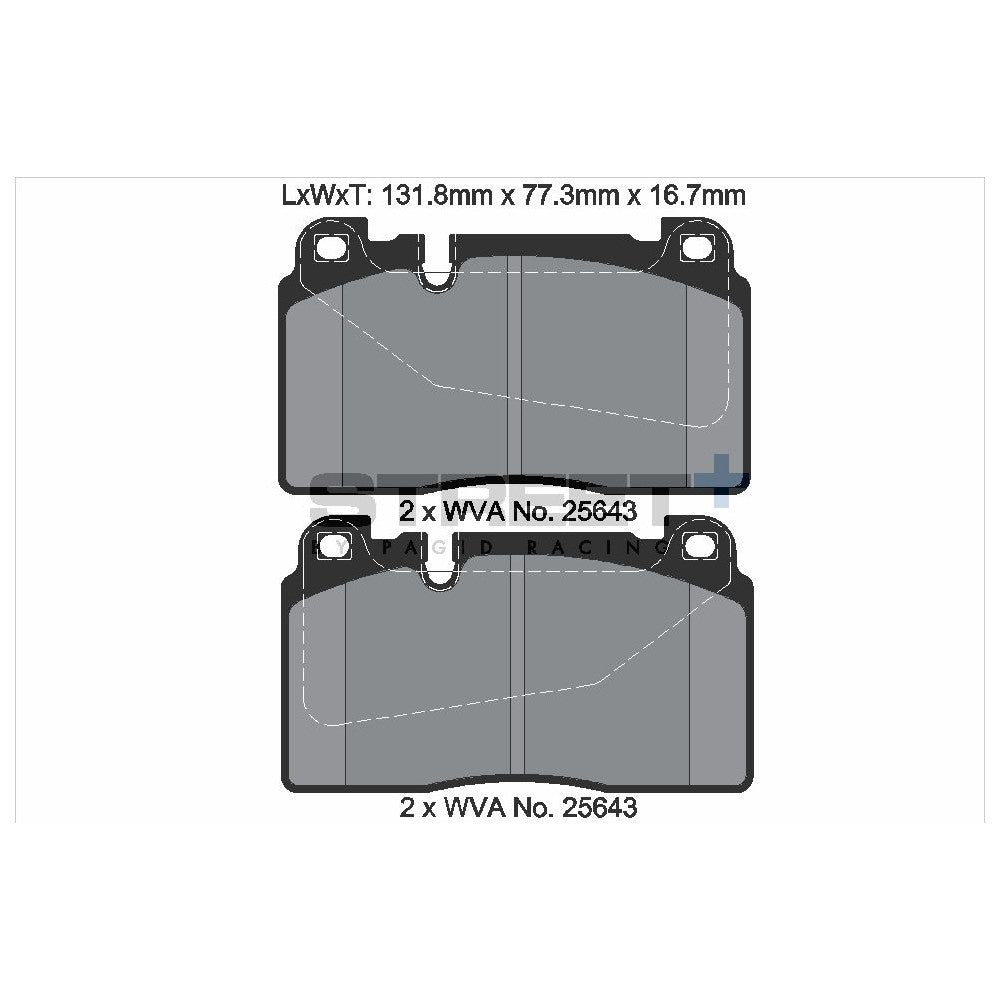 Pagid Street Brake Pads 131.8mm x 77.3mm T8121SP2001 - Front