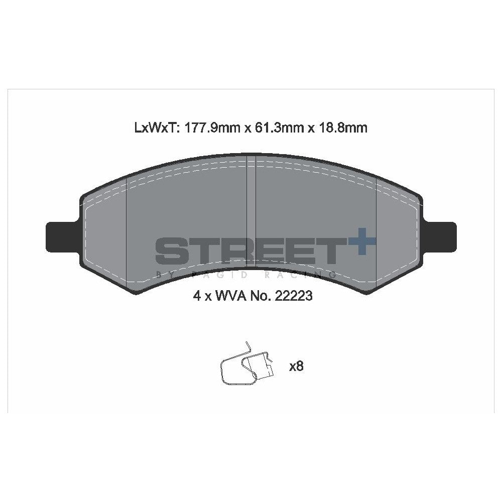 Pagid Street Brake Pads 177.8mm x 61.3mm T8136SP2001 - Front
