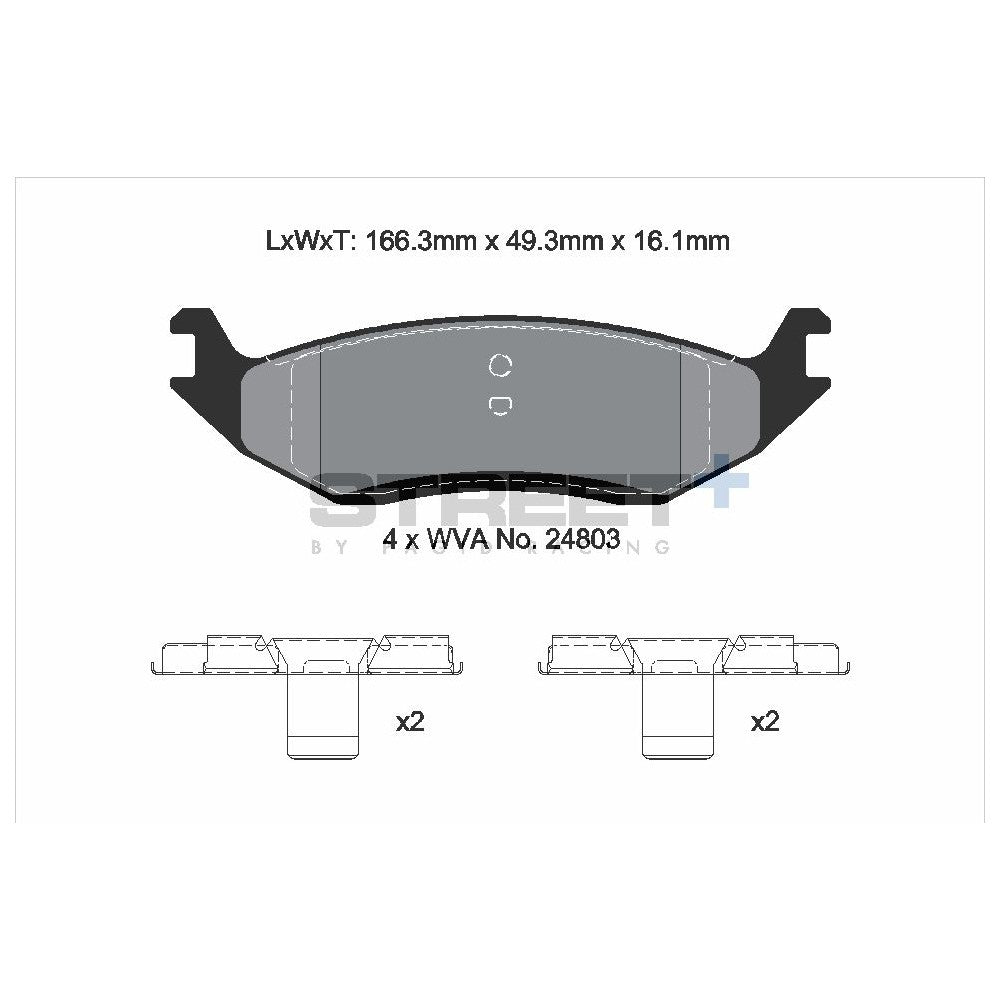 Pagid Street Brake Pads 166.2mm x 49.3mm T8137SP2001 - Rear