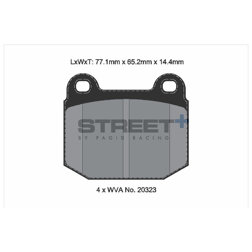 Pagid Street Brake Pads 77mm x 65.2mm T8148SP2001 - Front