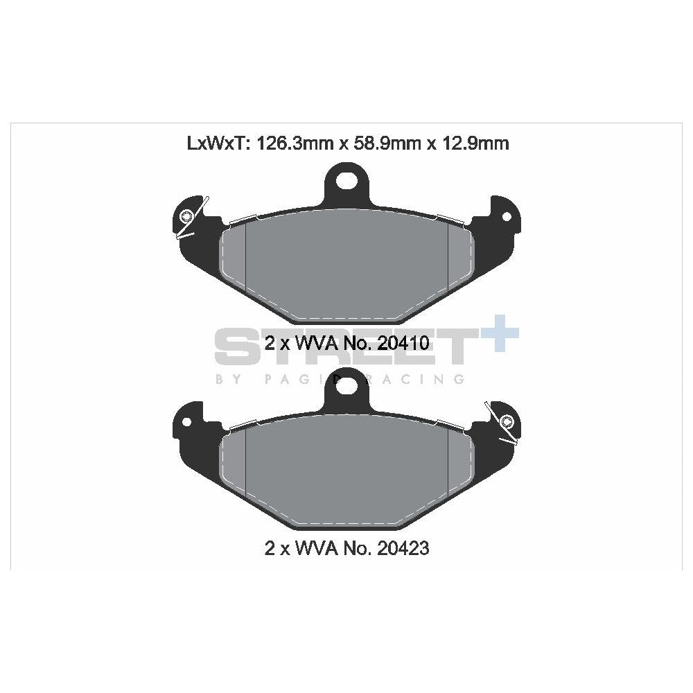 Pagid Street Brake Pads 126.2mm x 58.3mm T8150SP2001 - Rear