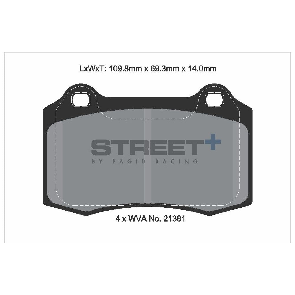 Pagid Street Brake Pads 109.8mm x 69.3mm T8155SP2001 - Front