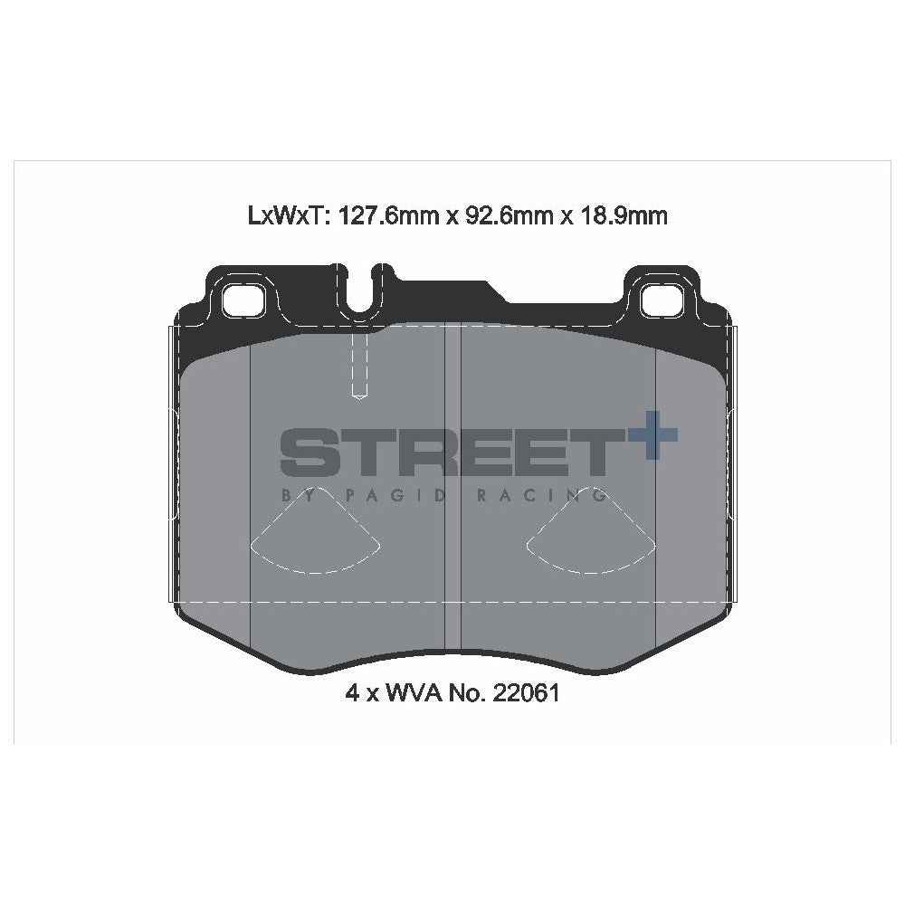 Pagid Street Brake Pads 127.6mm x 92.6mm T8160SP2001 - Front