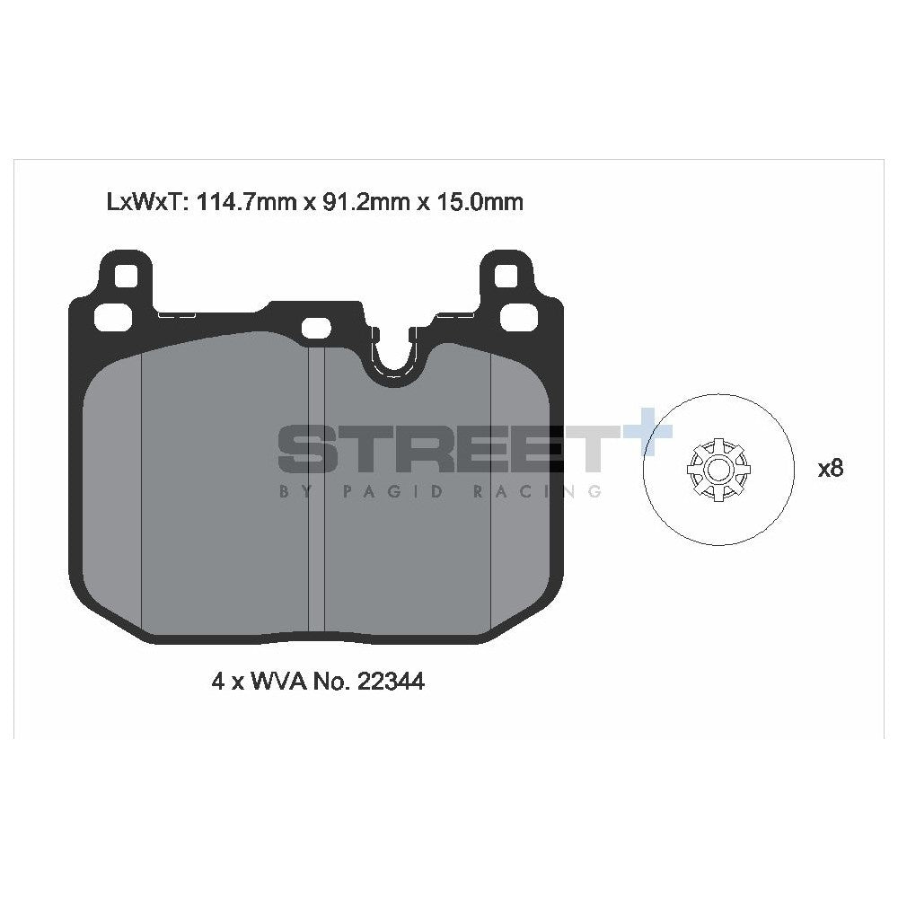 Pagid Street Brake Pads 114.7mm x 91.2mm T8162SP2001 - Front