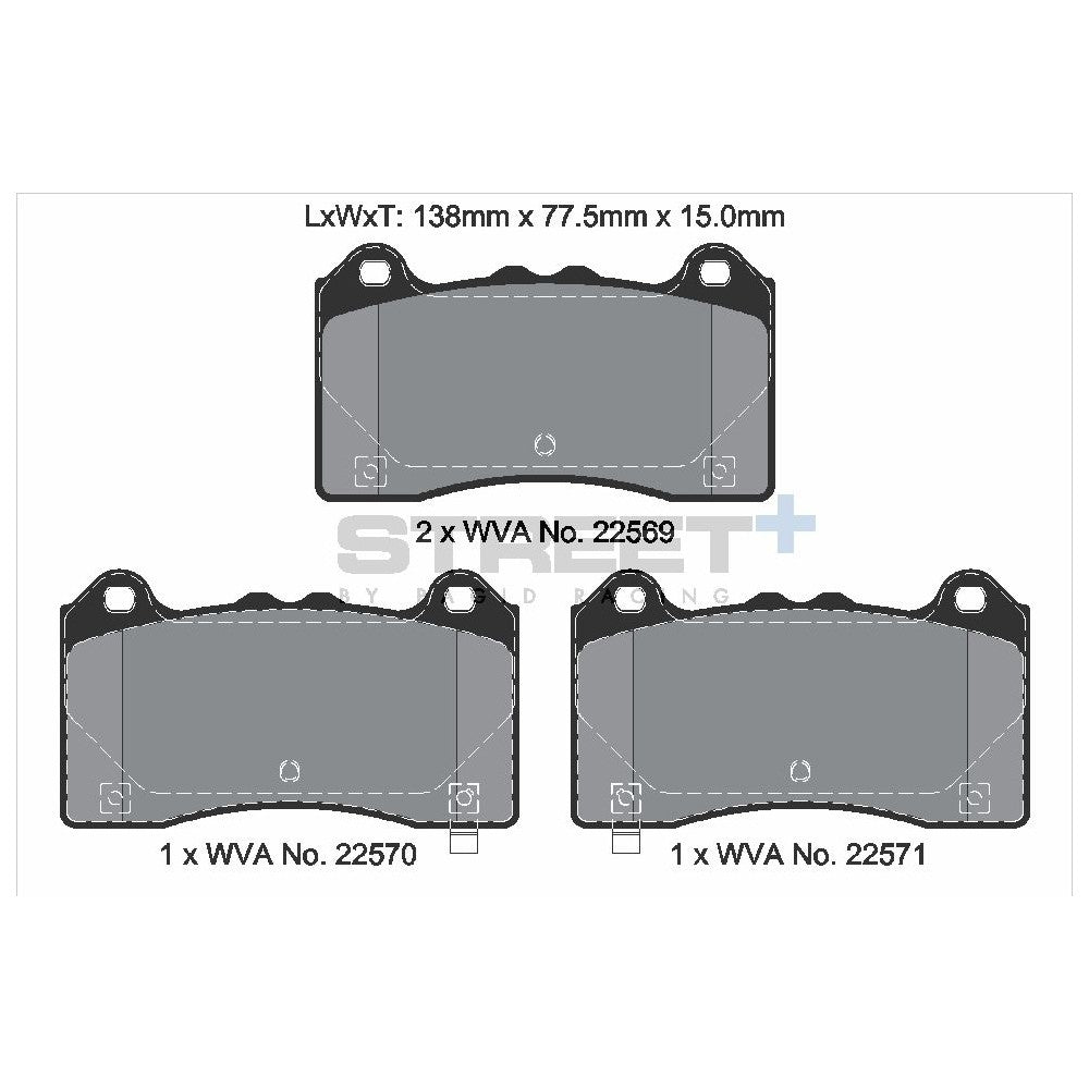 Pagid Street Brake Pads 138mm x 77.5mm T8163SP2001 - Front