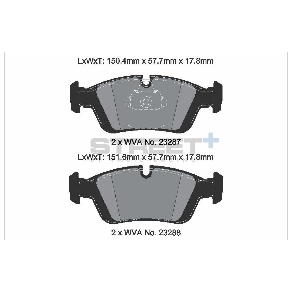 Pagid Street Brake Pads 150.3mm x 57.7mm T8168SP2001 - Front