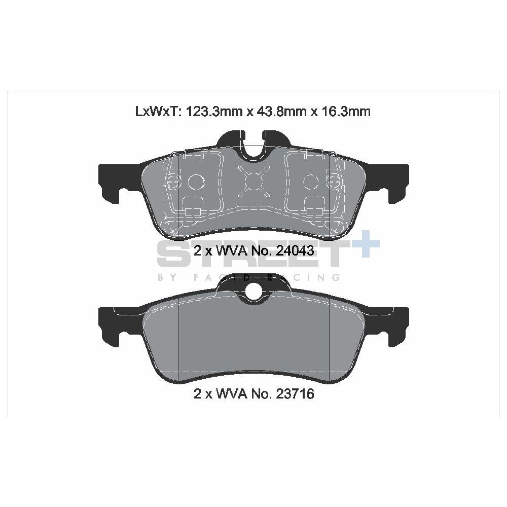 Pagid Street Brake Pads 123mm x 43.6mm T8184SP2001 - Rear