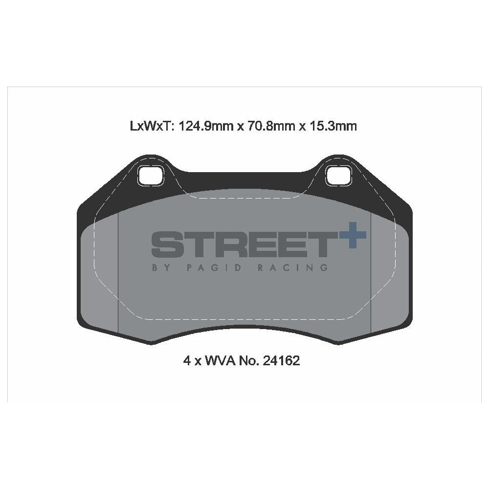 Pagid Street Brake Pads 124.8mm x 70.8mm T8186SP2001 - Front