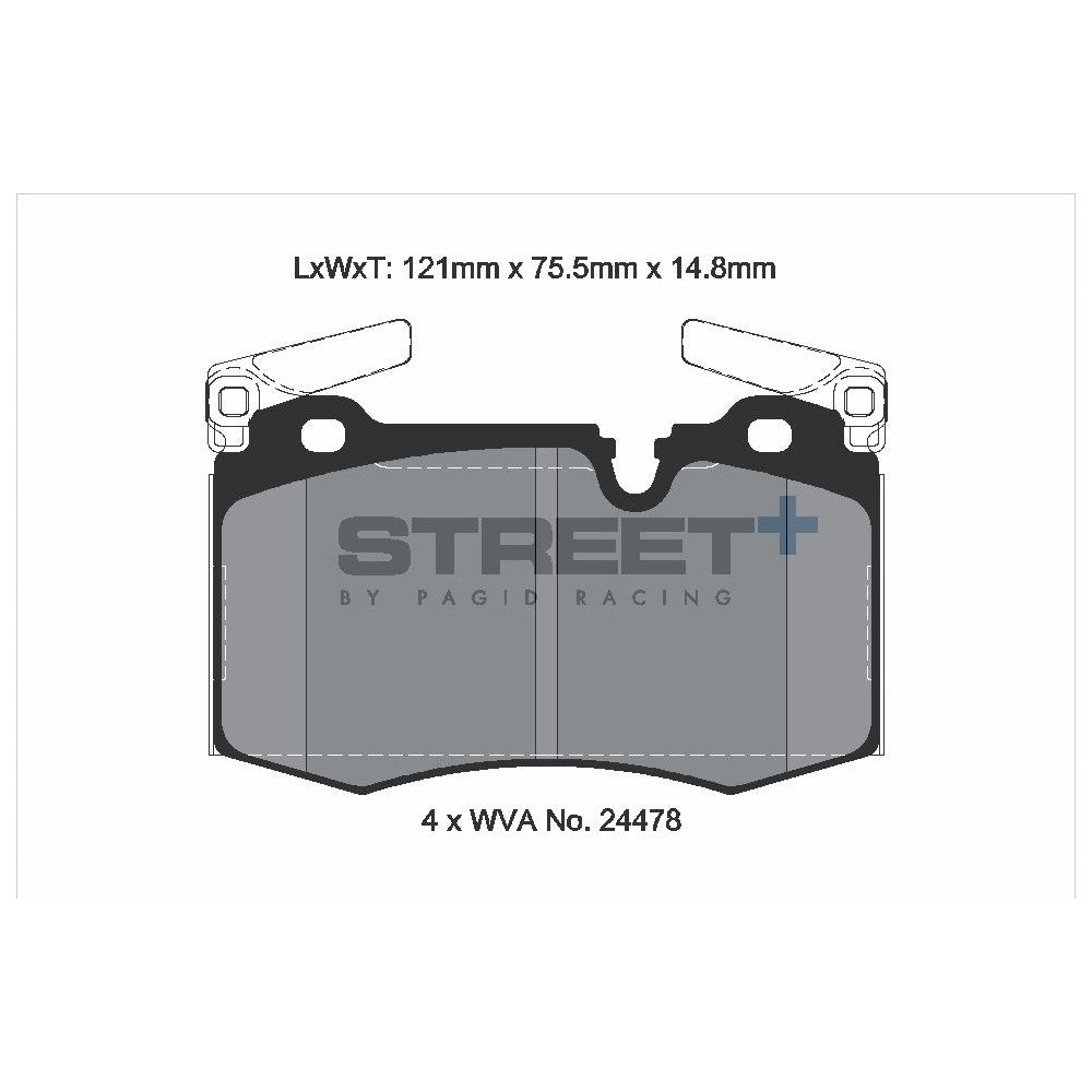 Pagid Street Brake Pads 120.9mm x 75.5mm T8188SP2001 - Front