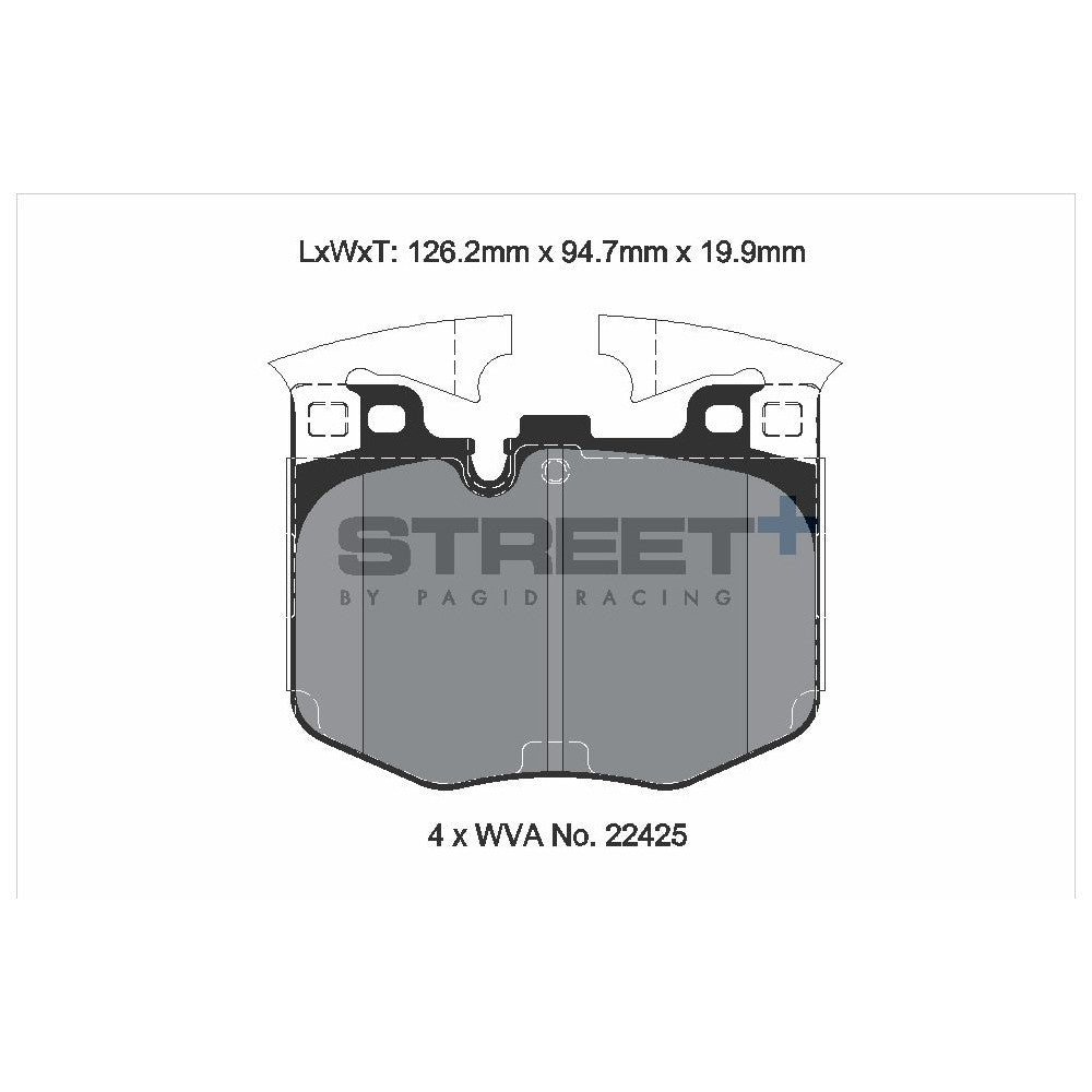 Pagid Street Brake Pads 126.2mm x 94.7mm T8209SP2001 - Front