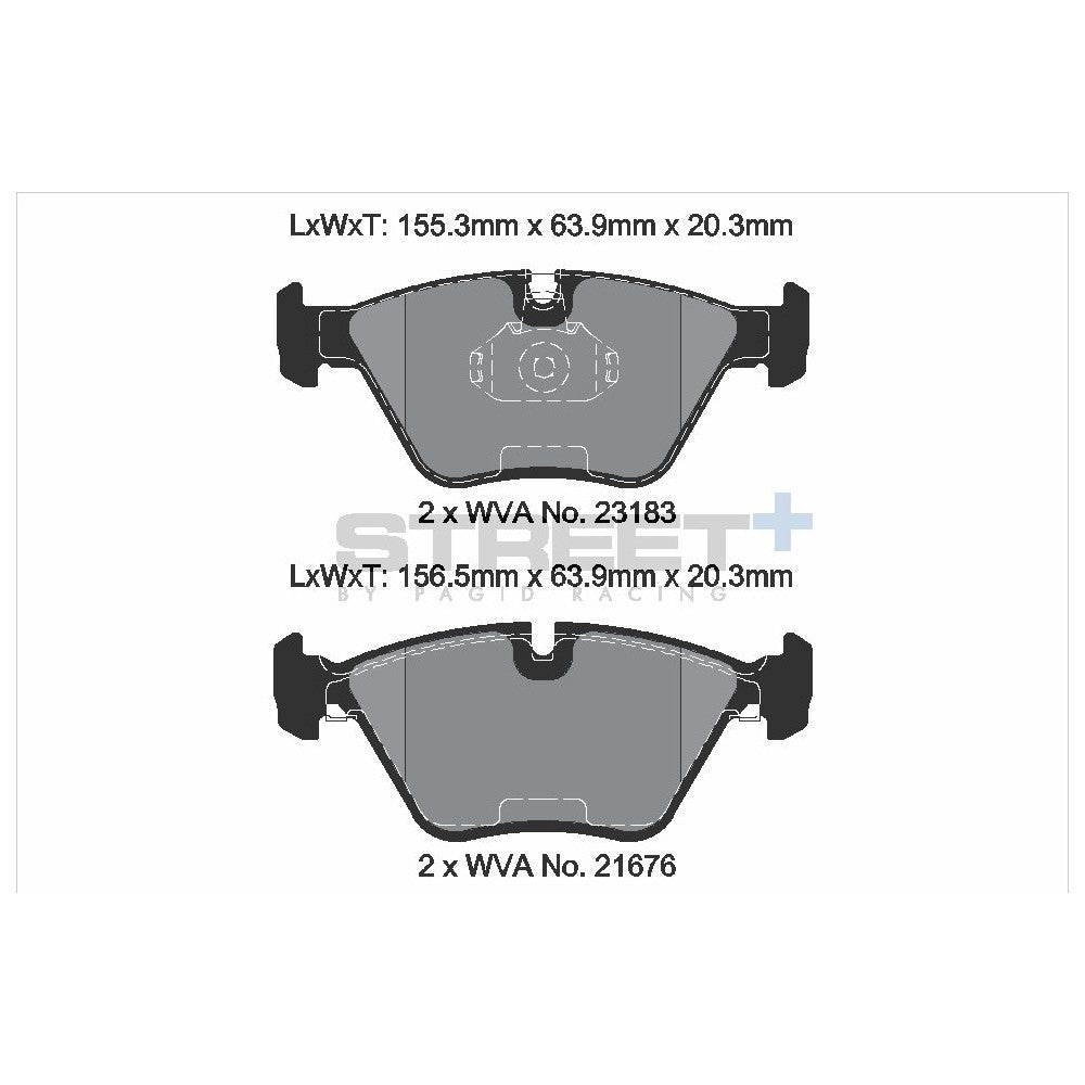 Pagid Street Brake Pads 155.1mm x 63.9mm T8221SP2001 - Front