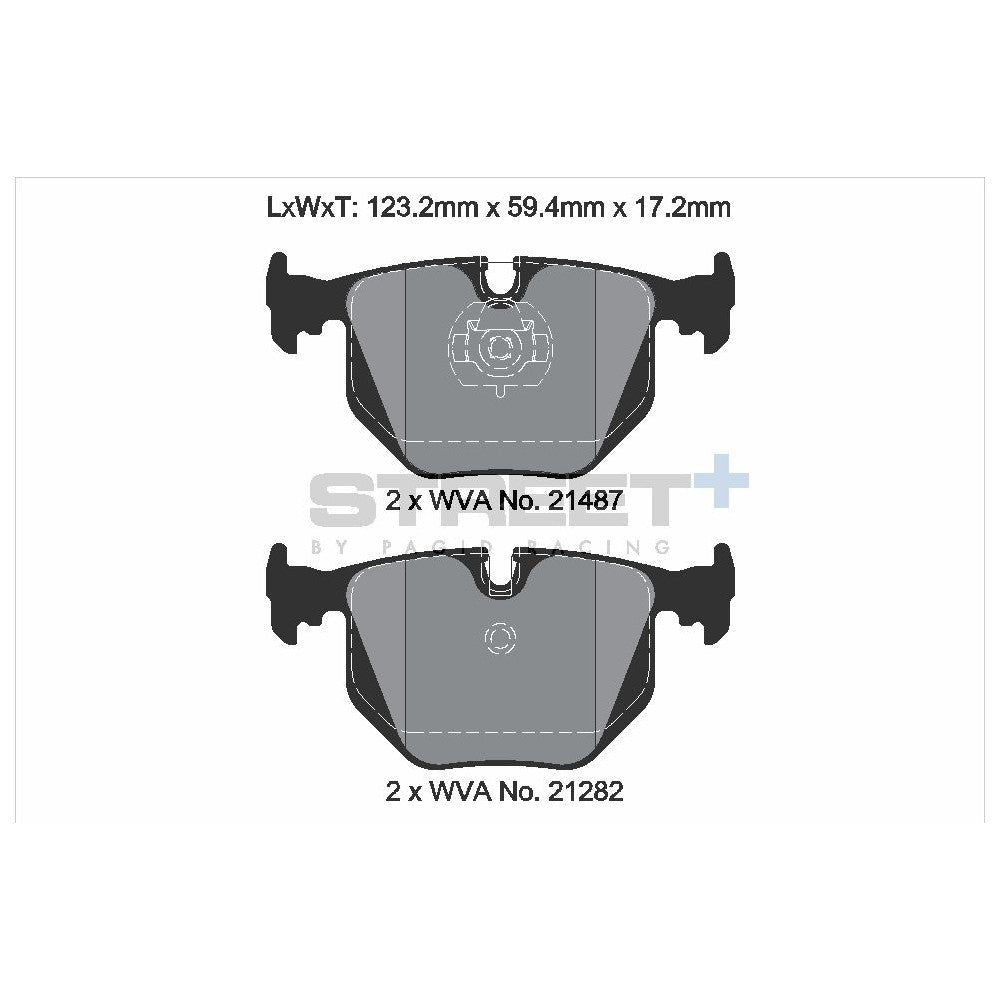 Pagid Street Brake Pads 123.2mm x 59.2mm T8223SP2001 - Rear