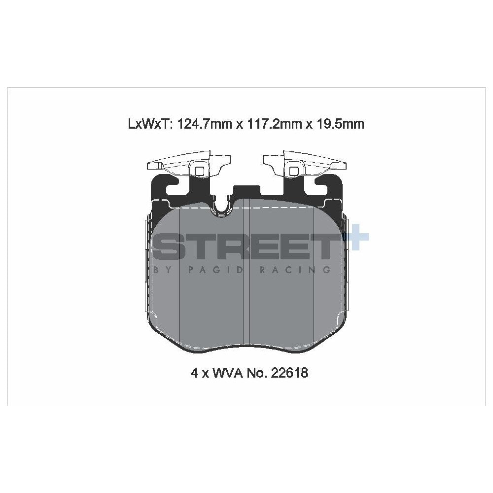 Pagid Street Brake Pads 124.7mm x 117.2mm T8226SP2001 - Front
