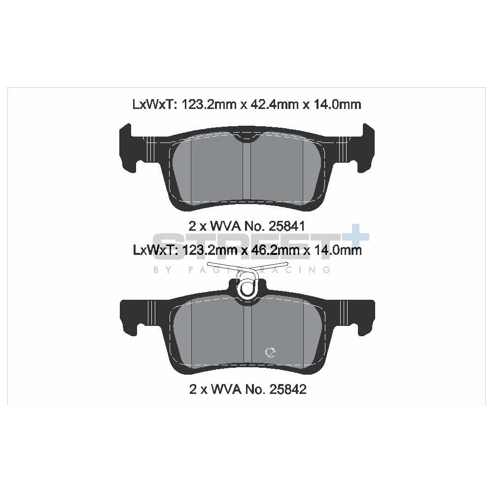 Pagid Street Brake Pads 123.2mm x 46.2mm T8235SP2001 - Rear