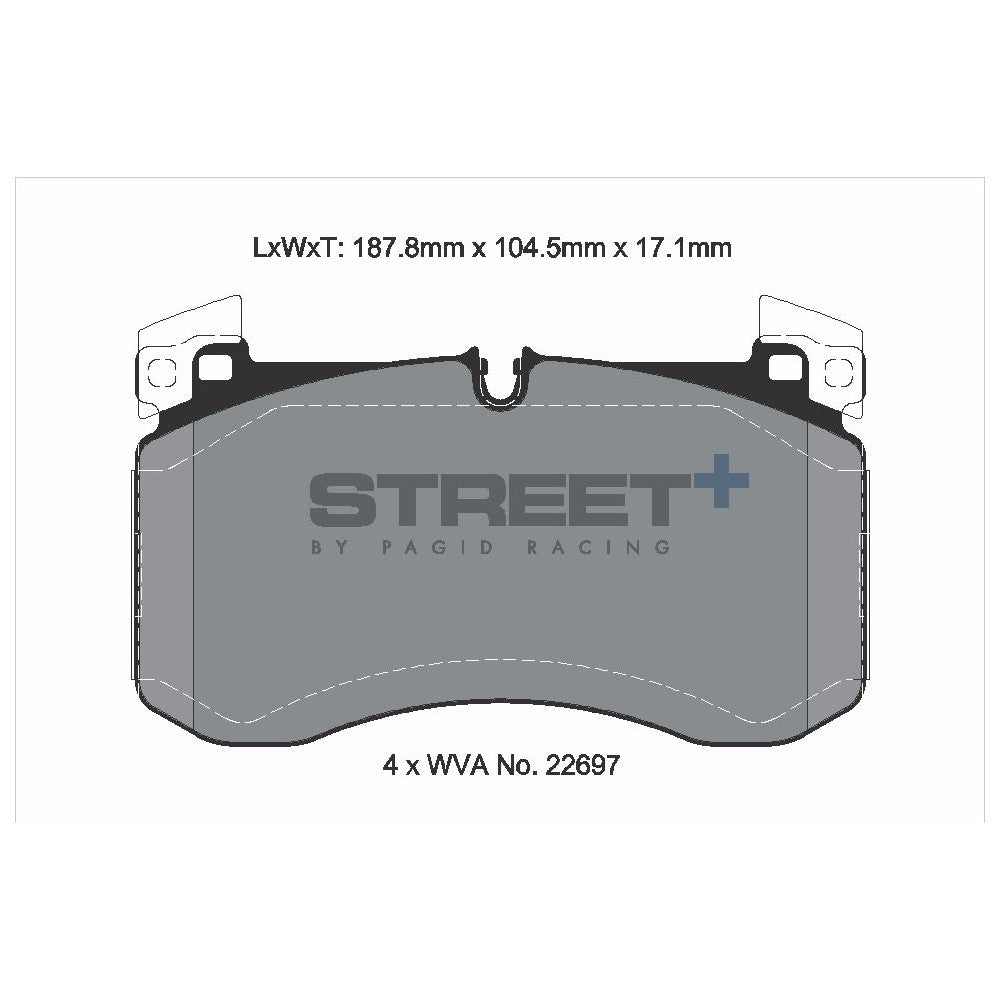 Pagid Street Brake Pads 187.8mm x 104.5mm T8264SP2001 - Front