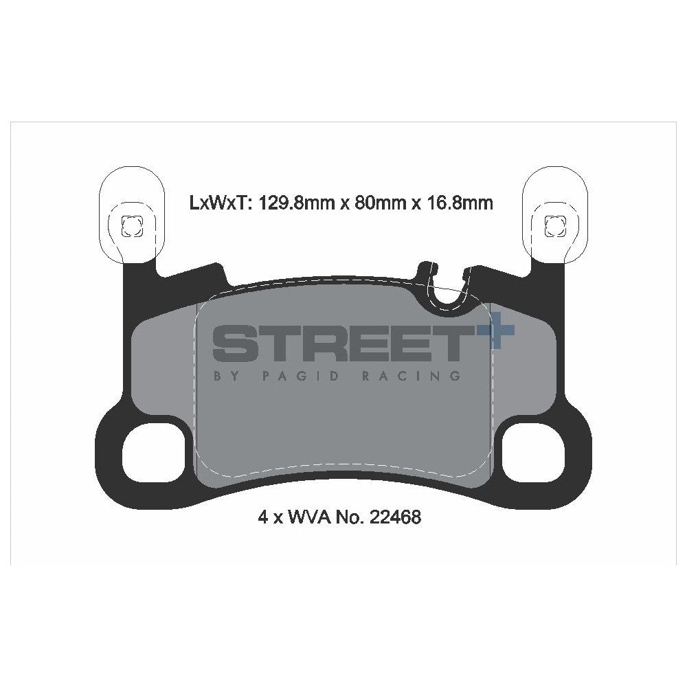 Pagid Street Brake Pads 129.8mm x 80mm T8270SP2001 - Rear