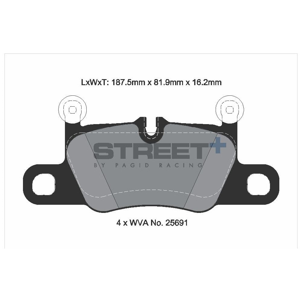Pagid Street Brake Pads 187.5mm x 81.9mm T8275SP2001 - Rear