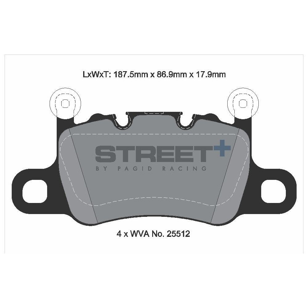 Pagid Street Brake Pads 187.5mm x 86.9mm T8277SP2001 - Rear
