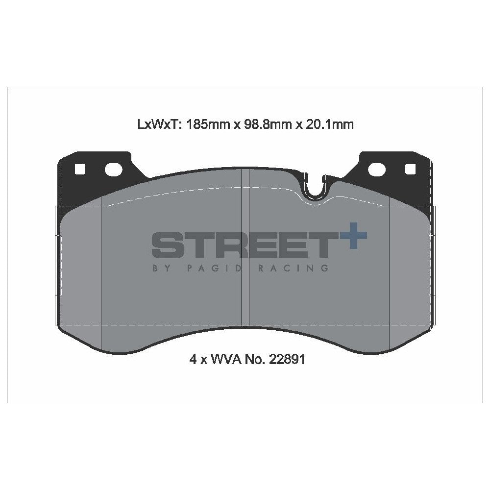 Pagid Street Brake Pads 185mm x 98.8mm T8282SP2001 - Front