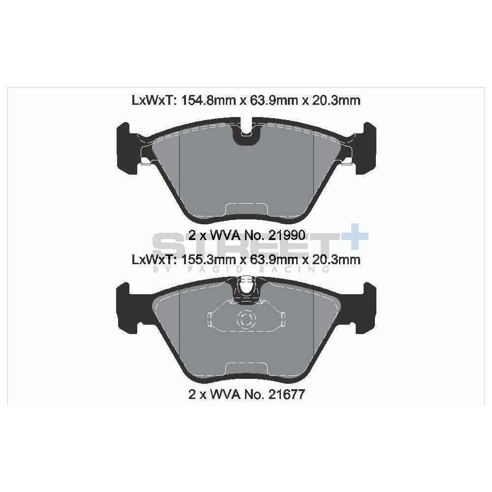 Pagid Street Brake Pads 155.1mm x 63.9mm T8296SP2001 - Front