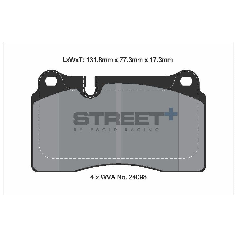 Pagid Street Brake Pads 131.8mm x 77.2mm T8299SP2001 - Front