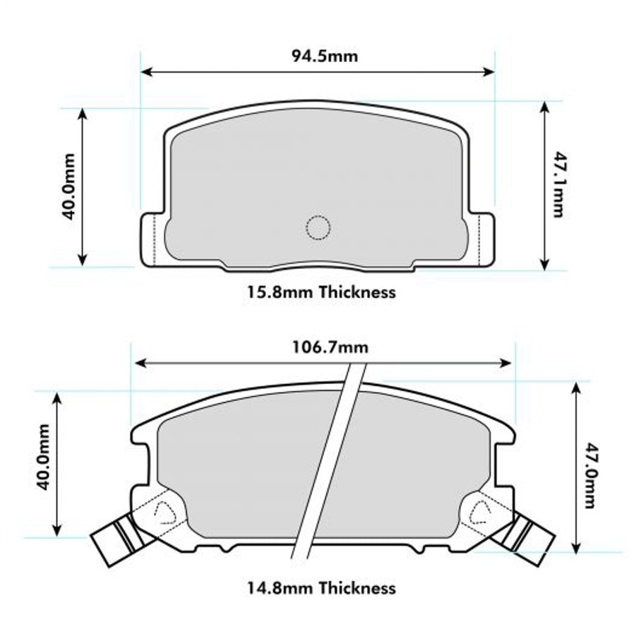 PBS ProRace Brake Pads 106.7mm x 47.1mm 0405PR - Rear