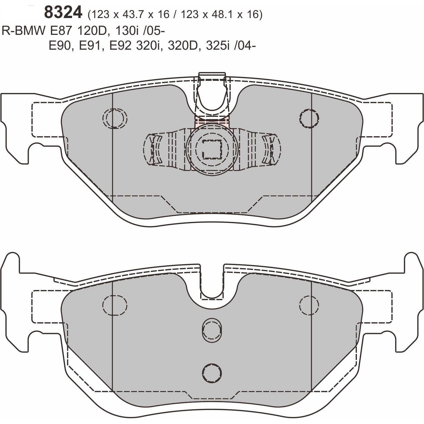 PBS ProTrack Brake Pads 123.3mm x 48.3mm 8324PT - Rear