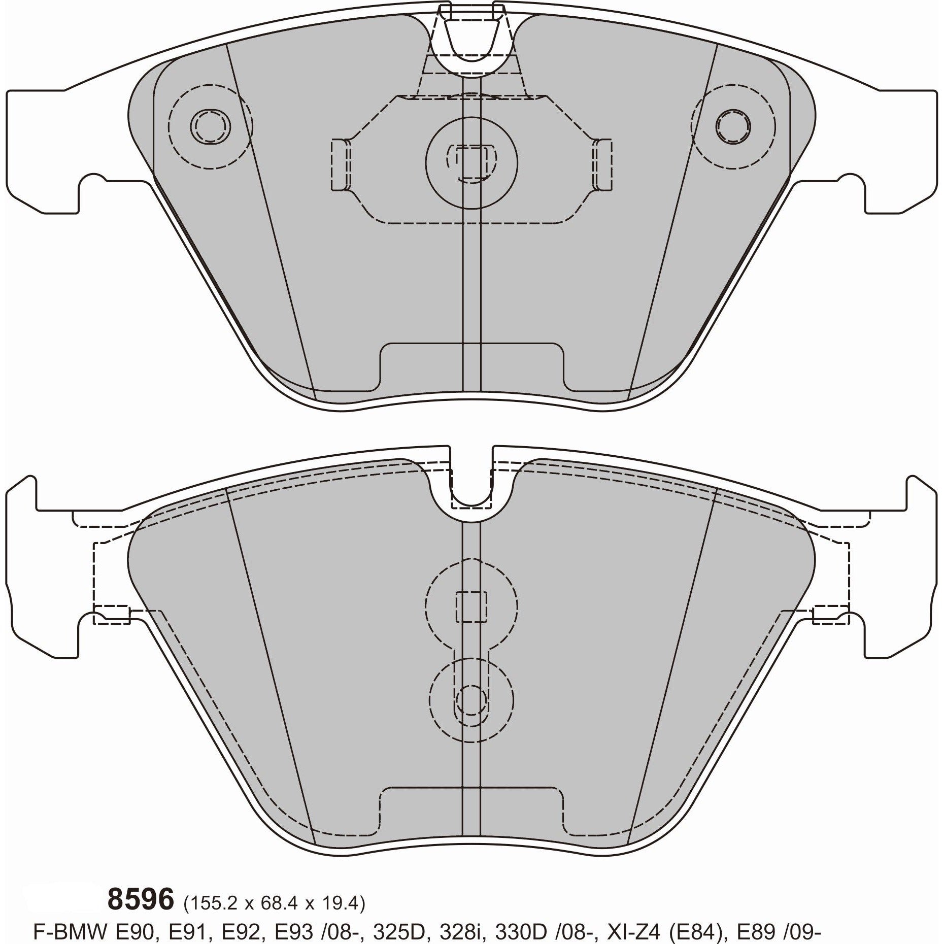 PBS ProTrack Brake Pads 155.1mm x 68.3mm 8596PT - Front