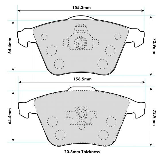 PBS ProRace Brake Pads 155.3mm x 72.9mm 8602PR - Front