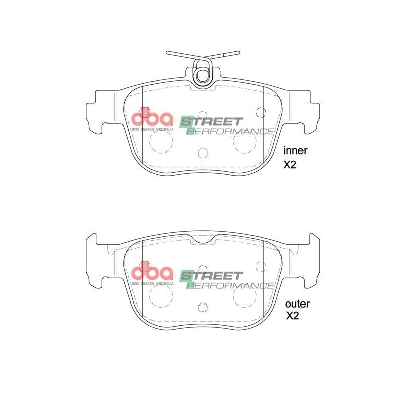 DBA Street Performance Brake Pads 122.9mm x 57.4mm DB15092SP - Rear