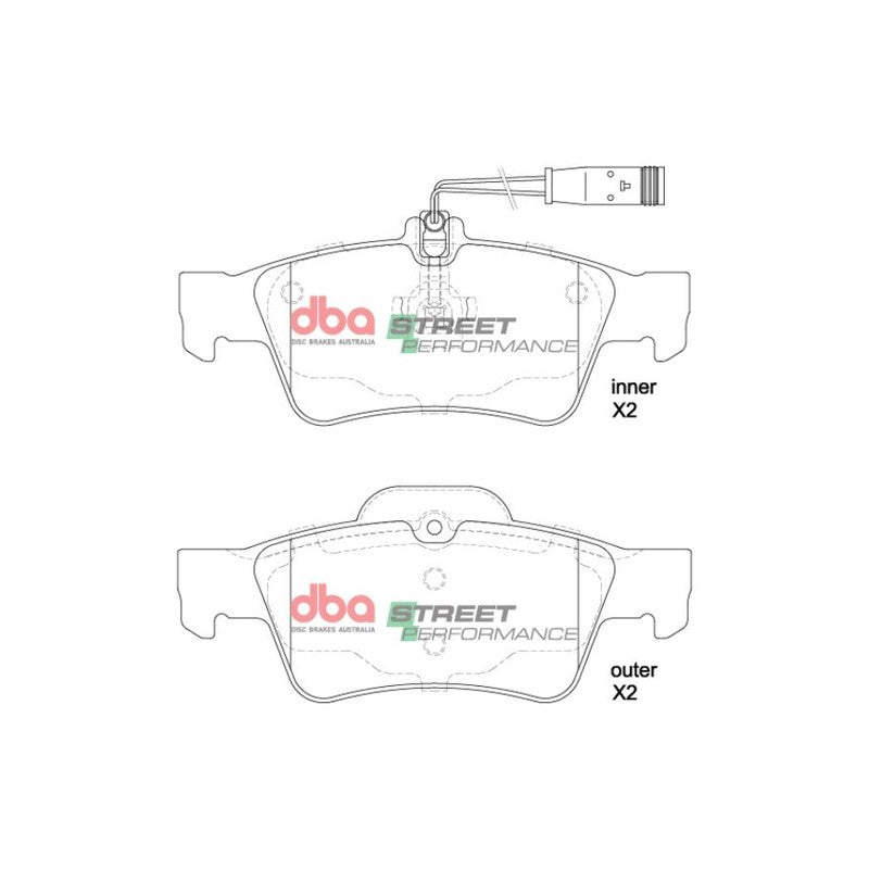 DBA Street Performance Brake Pads 140.2 / 141.2mm x 57.2 / 59.4mm DB1657SP - Rear