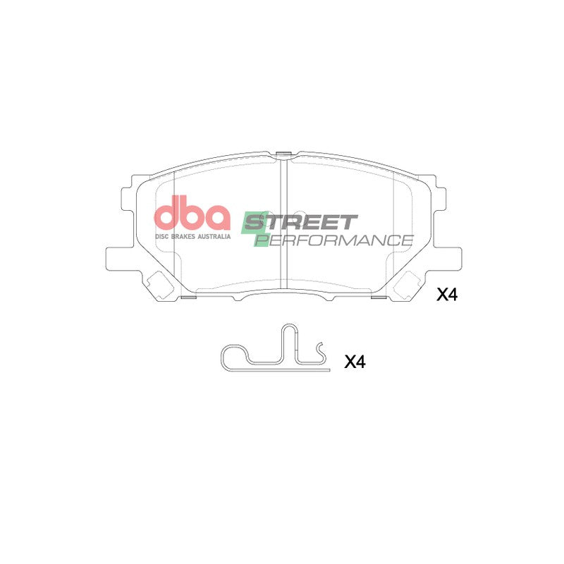 DBA Street Performance Brake Pads 141mm x 59.6mm DB8890SP - Rear
