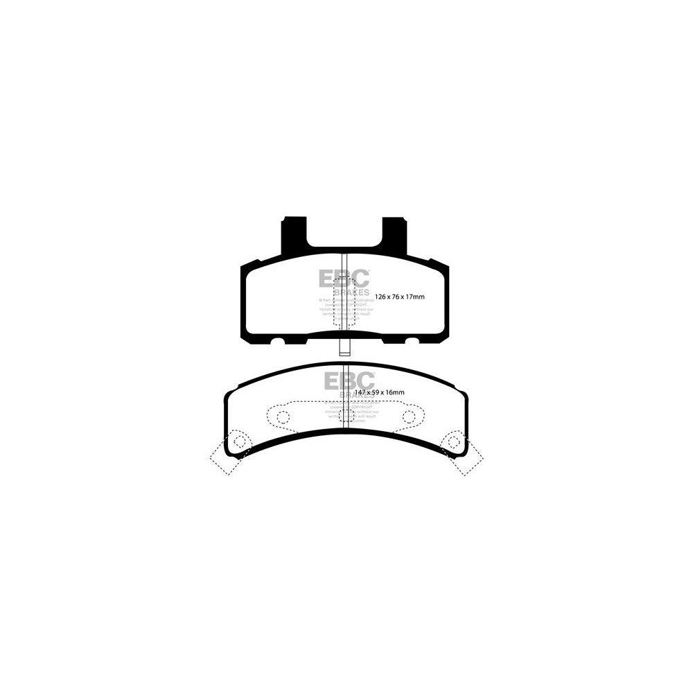 EBC Greenstuff 6000 Brake Pads 147mm x 59mm DP61273 - Front